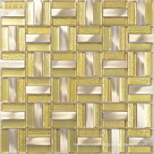 Poland Hotel Lobby Yellow Color Glass Aluminium Mosaic Tile